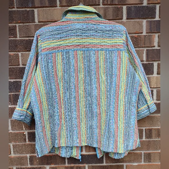 Coldwater Creek Colorful Textured Zip Jacket Lightweight Boho 1X - Picture 5 of 10
